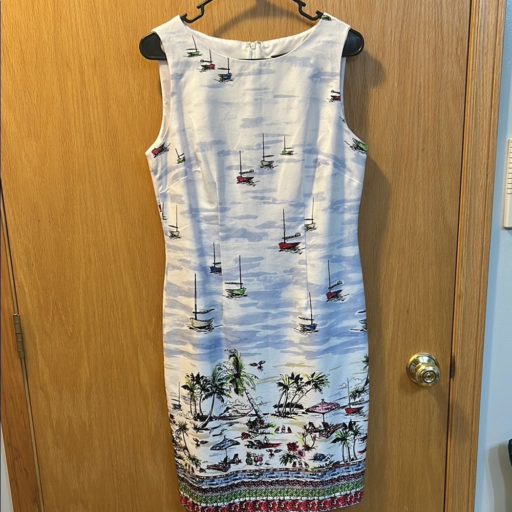 Madison Leigh Scenic Print Sleeveless Dress - Multicolor size 8